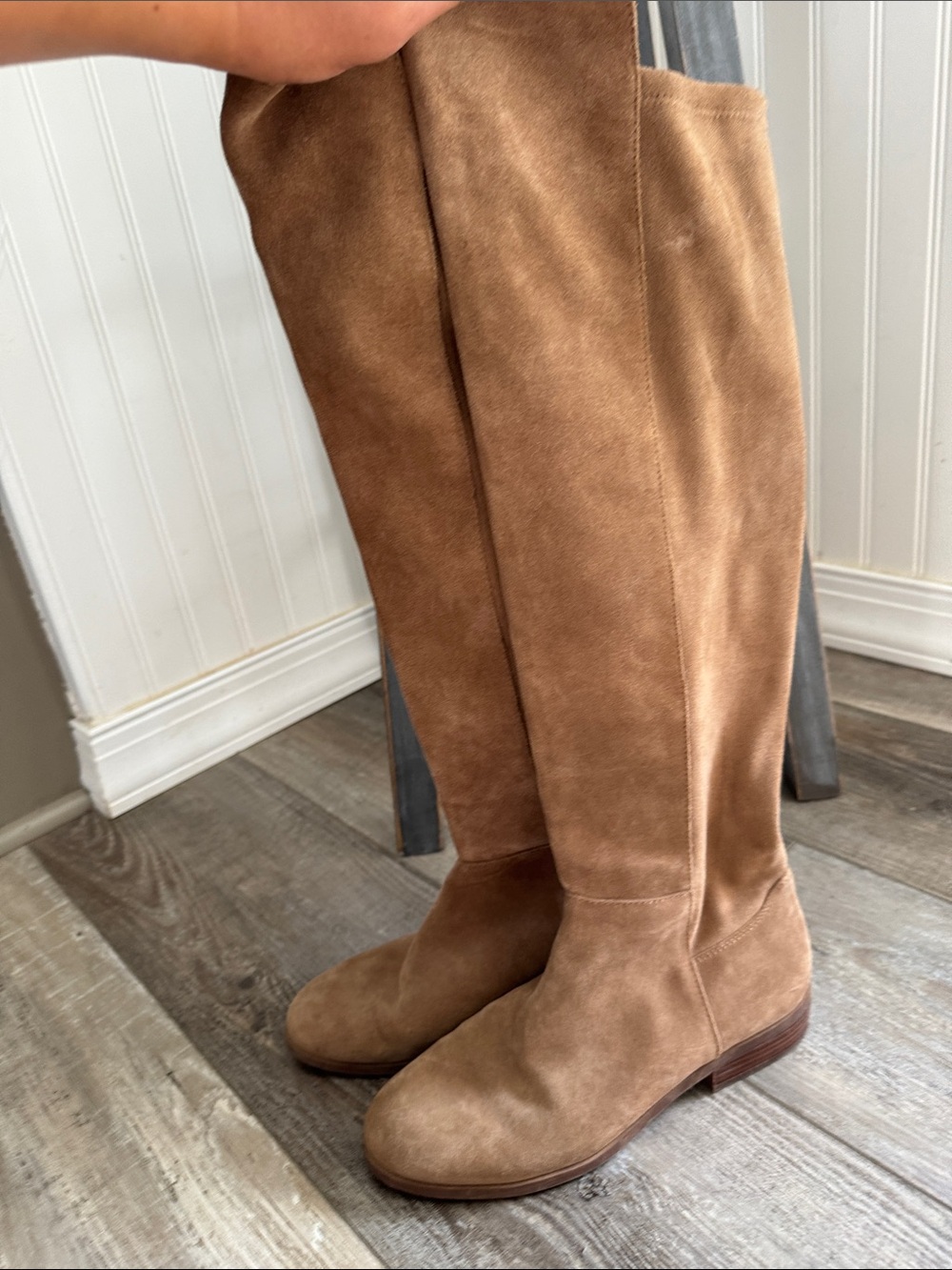 Sole Society Over-the-Knee Suede Boots in Tan